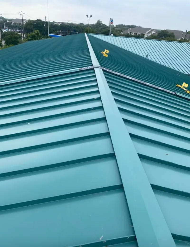 Green commercial metal roof ridge and valley for Metal Roof Repair in Redan